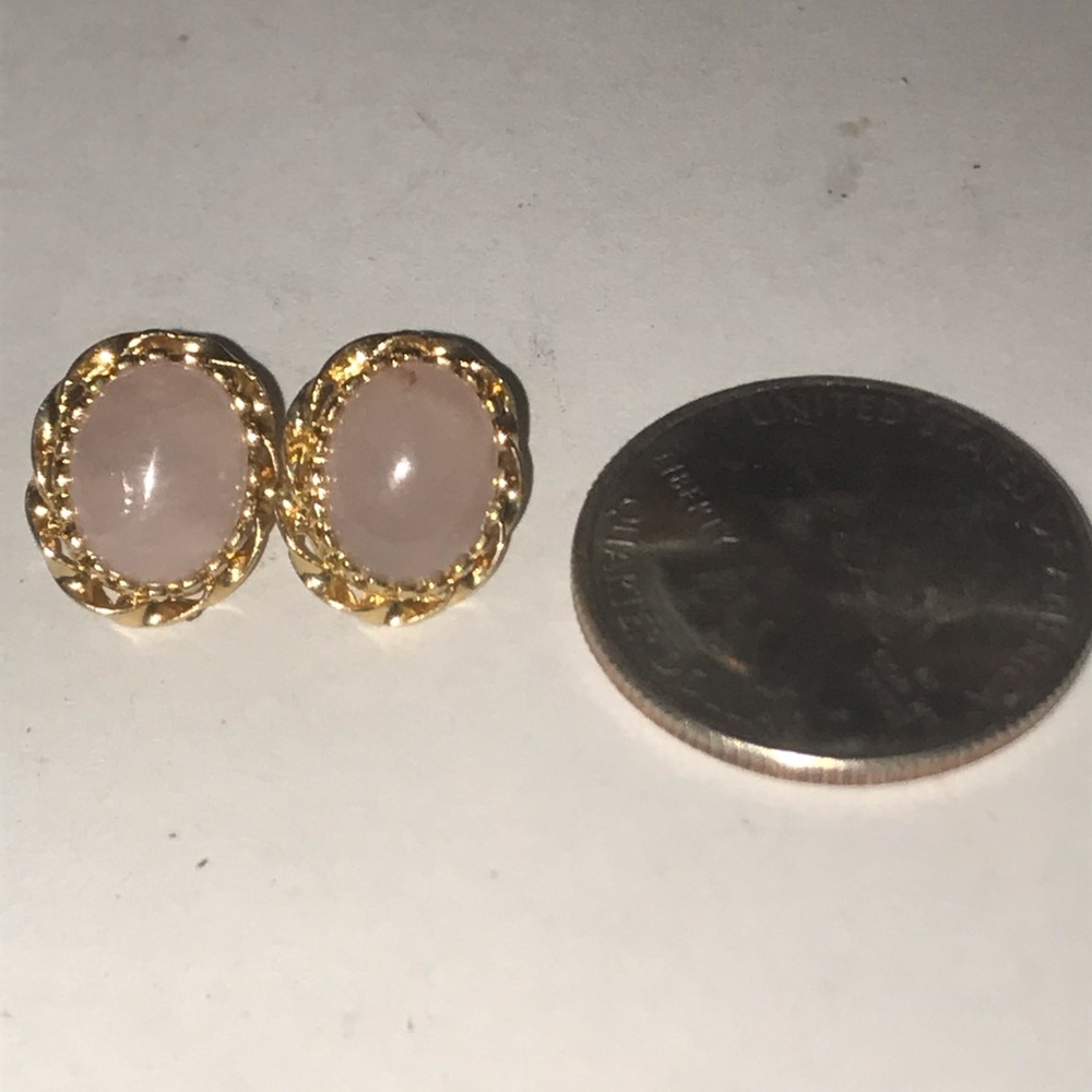 14k Yellow Gokd pink quartz earrings